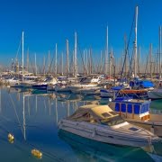 Boats in a harbour on a sunny day