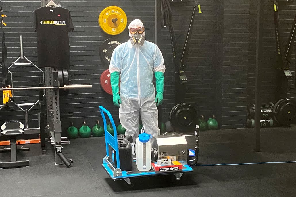 SafeSol-Fogging2 Man fogging gym