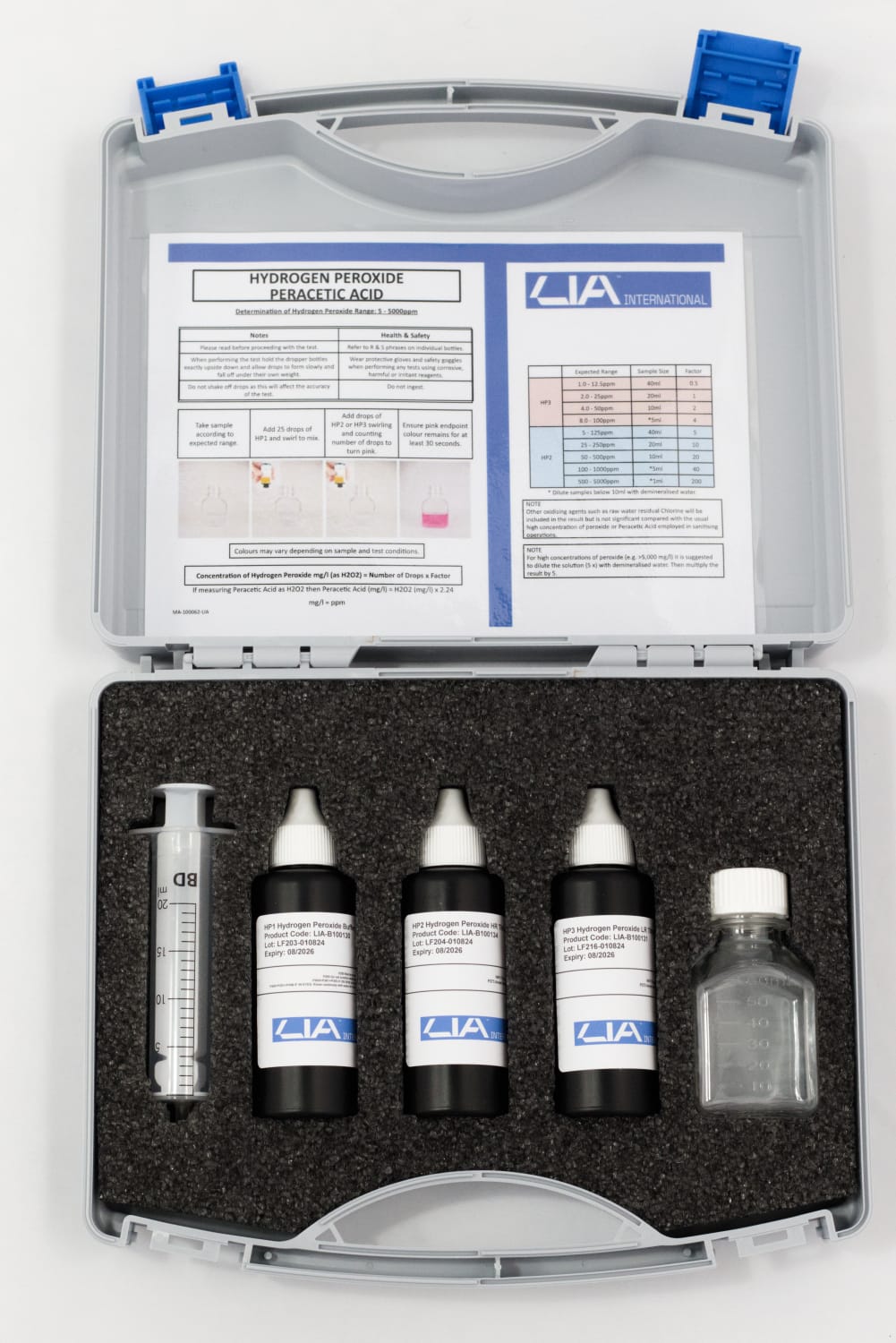 H2o2 Kit Hydrogen Peroxide/ Peracetic Acid Low to High Range Test Kit - Measures ...